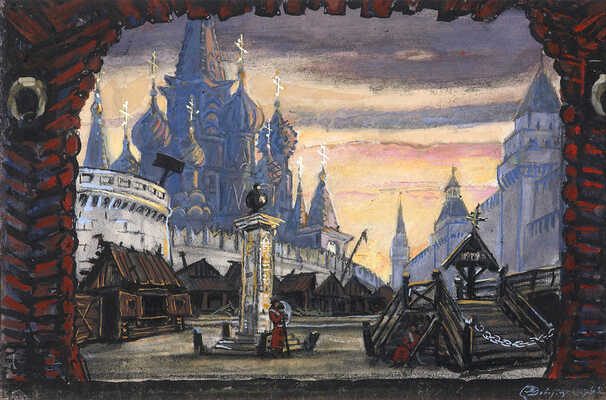 Добужинский Мстислав Валерианович. Красная площадь. Эскиз декорации для постановки оперы «Хованщина»